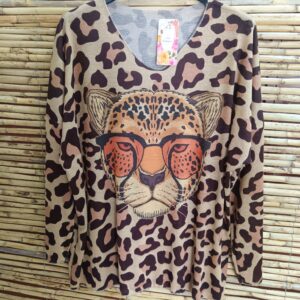 CAMISETA DIBUJO BRILLO – TIGRE GAFAS – TALLA 46 A 54