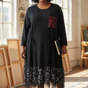 VESTIDO BOLSILLO NEGRO (Talla 48 a 56)