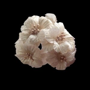 Flores de seda para tocados Flores de tela para manualidades Cabezas de flores artificiales Suministros de sombrerería Flores de tela con purpurina