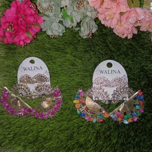 Pendientes flamenca Pendientes de abanico Complementos flamenca Pendientes Walina Bisutería flamenca dorada Pendientes de fiesta buganvilla