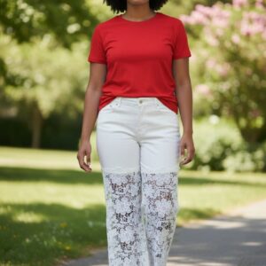 #VaquerosBlancos #WideLeg #EncajeFloral #ModaMujer #JeansCalados #EstiloBoho #WhiteSummer #PantalonesOriginales #VaquerosTiroAlto #Tendencias2026 #Guipur #LookVerano