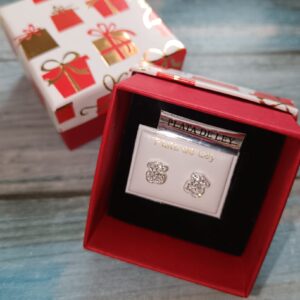 Pendientes Osito en Plata de Ley 925 con circonita blanca.