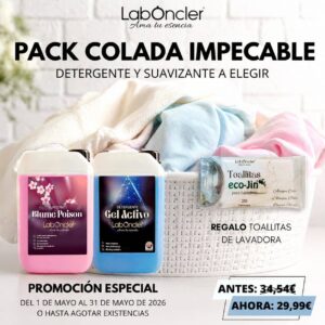 Pack Colada Implecable: Suavizante + Detergente + Nuevas Toallitas de Lavadora eco-Jin