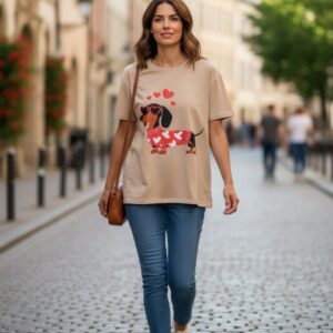 Camiseta perro salchichaCamiseta teckel mujerRopa amantes de los perrosCamiseta dachshund loveCamiseta con dibujo de perro