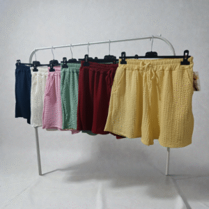 Pantalones cortos de muselinaShorts de gasa doblePantalones de algodón arrugadoShorts de tejido waffle o gofreRopa de algodón orgánico ligero