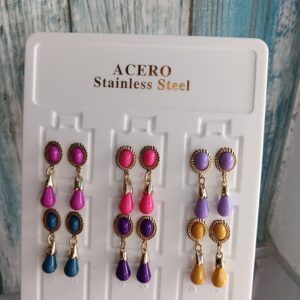 pendientes de acero inoxidablependientes colgantes de coloresbisutería de acero inoxidablependientes largos elegantespendientes hipoalergénicos mujer