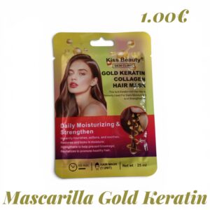 Mascarilla Capilar Gold Keratin Collagen Kiss Beauty – Monodosis 25ml