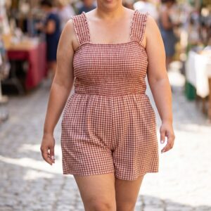 Mono Corto Vichy Sweet Summer – Marrón – Talla 36 a 50
