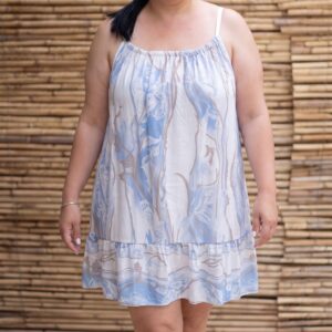 Vestido Mini Playero de Tirantes - Estampado Brisa Azul - Talla 38 a 54