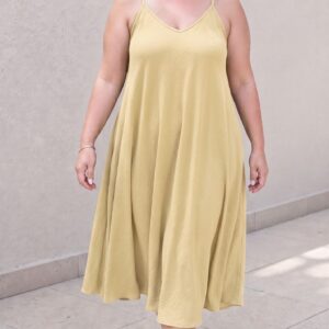 Vestido Mágico Midi Amarillo – Comodidad Absoluta y Caída Perfecta – Talla 38 a 56