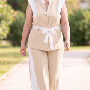 Conjunto Chaleco de Dos Piezas Bicolor Beig – Talla 48 a 56