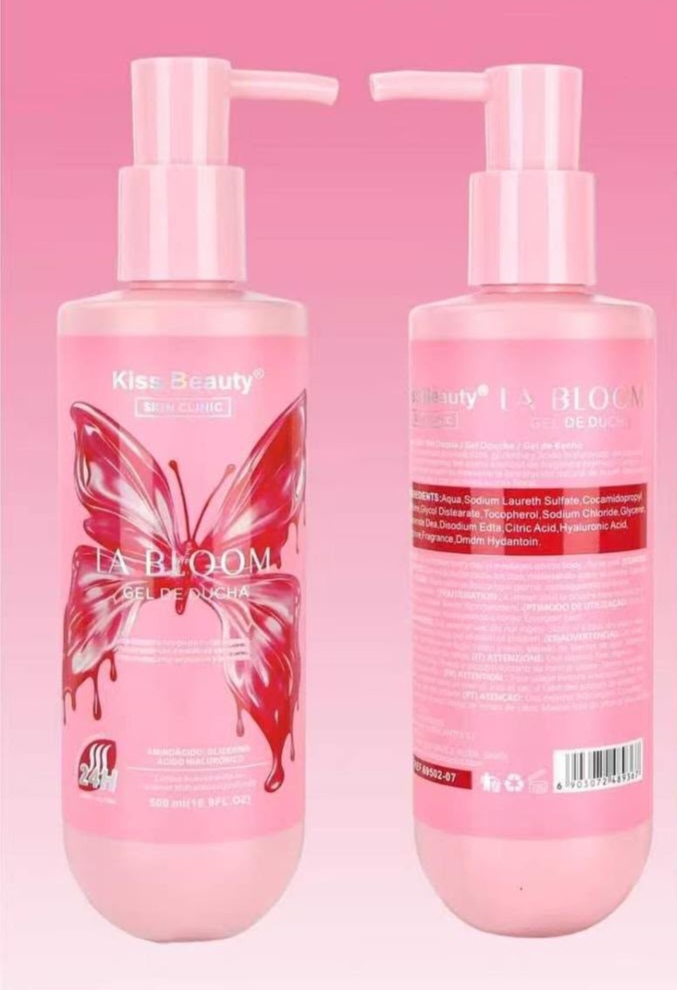 gel de ducha hidratante, jabón líquido corporal la bloom, kiss beauty skin clinic, gel de baño con ácido hialurónico, gel perfumado de baño, comprar cosméticos kiss beauty.